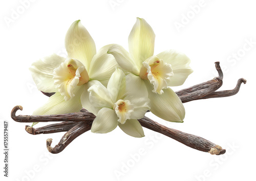 Vanilla flowers with beans, elegant, soft color scheme