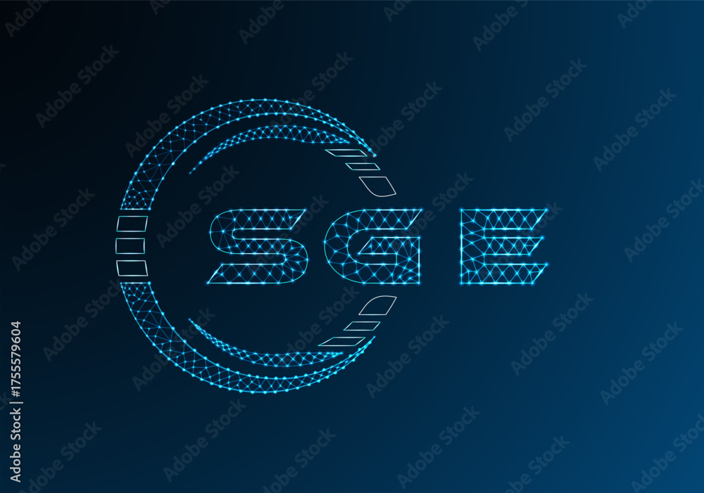 Obraz premium SGE low poly letter logo vector design. SGE lower poly logo design. Low poly logo.