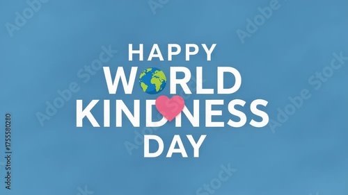 Happy world kindness day with heart and globe illustration