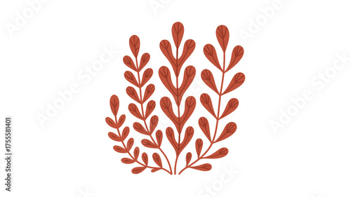 Delicate terracotta plant stems with organic, flowing shapes on a white background.