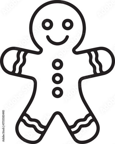 Gingerbread line icon, dessert and merry christmas, xmas cookie vector icon, traditional gingerman vector graphics, editable stroke outline sign