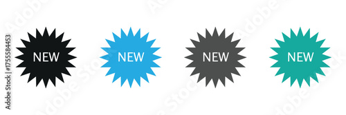 Fresh new product stickers in multiple colors to grab your customer's attention,New badge icon set isolated on white background, vector illustration in different colors