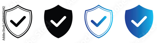 shield check mark icon set. shield security icon. shield protection icon. guarded, safe, protected icon for app, ui and website. vector illustration on transparent background