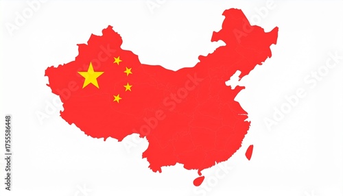 Map of China with the Chinese Flag A Symbol of Nation