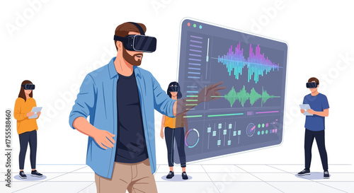 Immersive collaboration: People interacting with digital soundscapes using VR headsets