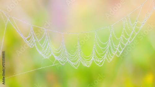 radial. Dew drops in a circular pattern along delicate spider web threads. wildlife magazines, conservation campaigns, designed for wildlife conservation campaigns, supports conservation.