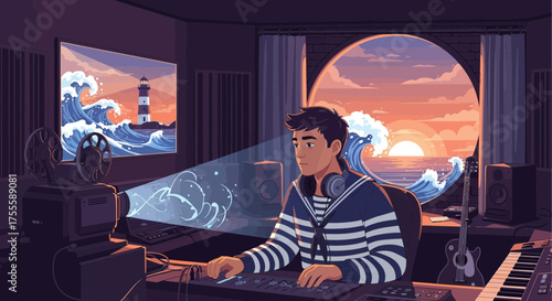 Coastal Dreams and Digital Beats: A Seaside Producer's Studio Serenity