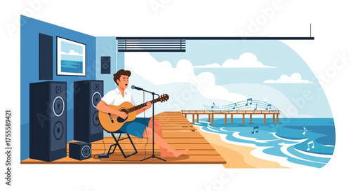 Harmonic convergence: A musician's fusion of sound and sea shore scenery