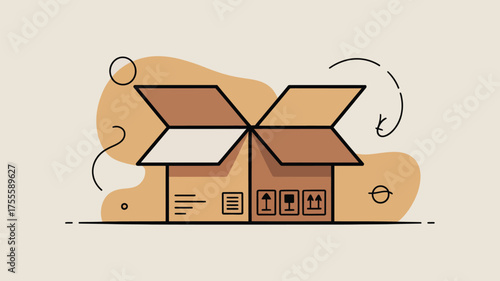 Open cardboard box ready for shipping, symbolizing delivery and logistics