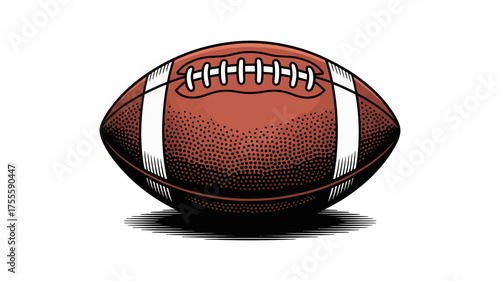 Classic American football isolated on a white background with subtle shading