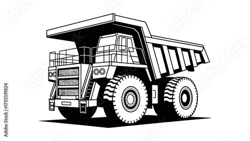 Heavy duty mining truck illustration for industrial and construction themes