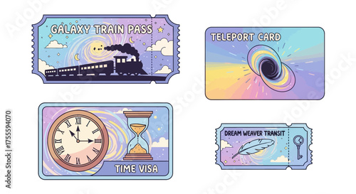 Whimsical Tickets for Interdimensional Travel Time and Dream Journeys