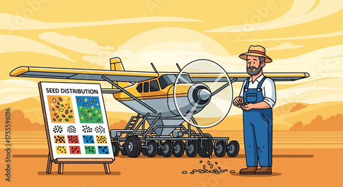 Innovative agricultural aerial seeding with a seasoned farmer and specialized aircraft