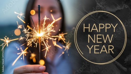 Celebration sparkler happy new year festive holiday lights countdown joyful moment