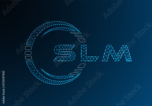 SLM low poly letter logo vector design. SLM lower poly logo design. Low poly logo.