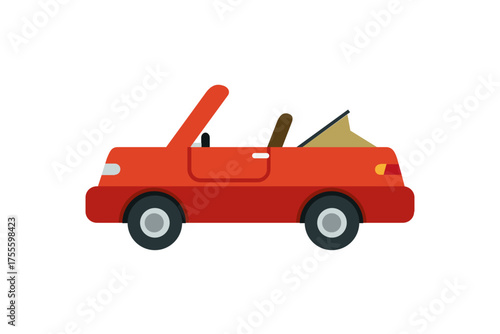 Red convertible car flat icon
