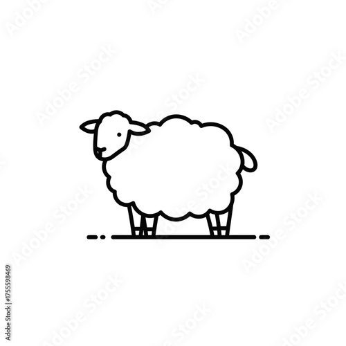 Wallpaper Mural Simple and Clean Line Art Icon of a Sheep, a Vector Illustration Representing Nature and Farming, Ideal for Various Design Projects Torontodigital.ca
