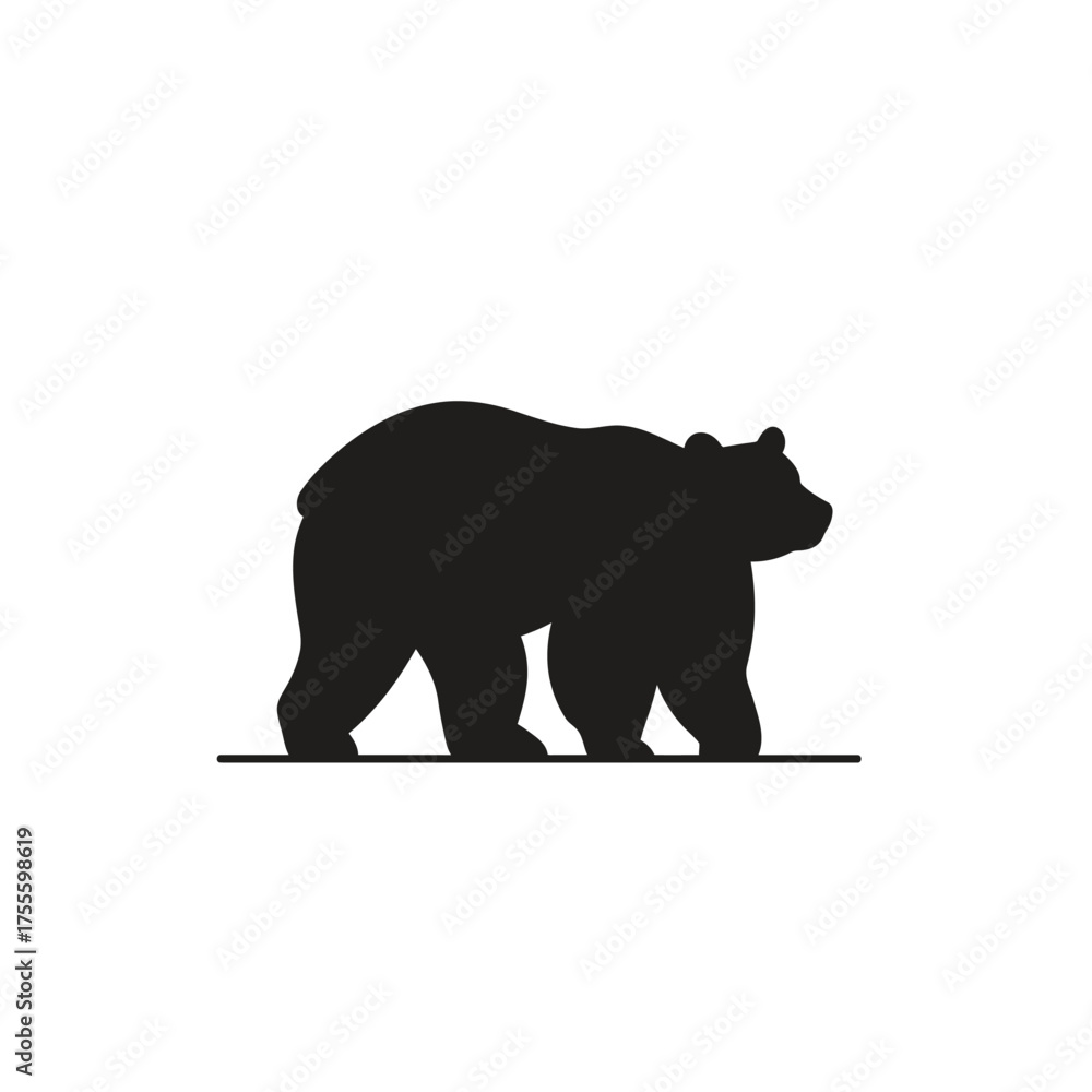 Fototapeta premium Bear Walk Vector Icon Embodying Nature's Majesty with Wilderness Silhouette – A Design Representing Strength, Freedom, and Wild Adventure