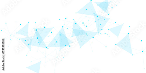 Abstract geometric background with connecting dots and lines with low poly triangle shapes. Polygonal Mesh Background Vector design digital technology concept Global network connection data structure.