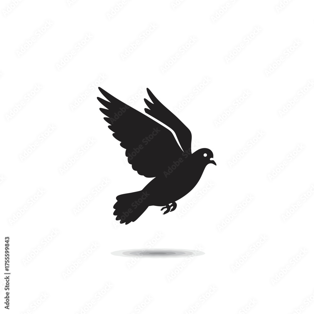 Obraz premium Flying Dove Icon Vector A Nature Inspired Silhouette, Symbolizing Peace and Freedom in a Simple, Elegant Design for Various Uses