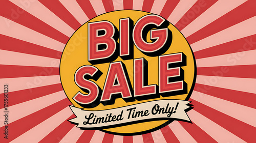 Big sale limited time only retro comic book style burst background