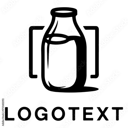 Simple milk bottle isolated on white background for dairy product logo design