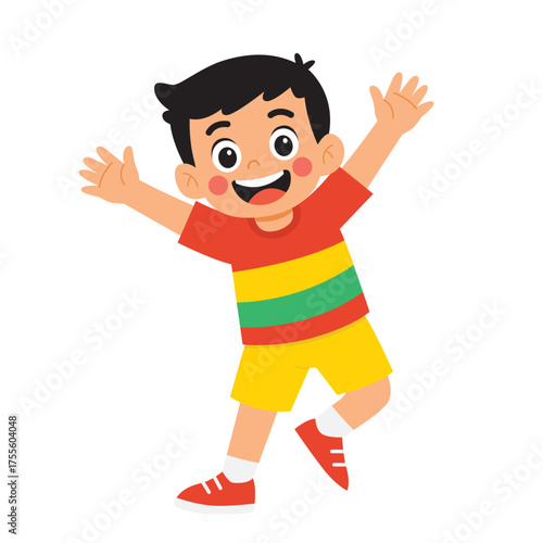 Cartoon boy with open arms