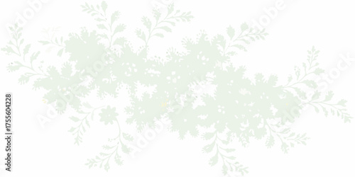 Delicate pale green floral and leaf pattern overlay with subtle yellow accents on a white background