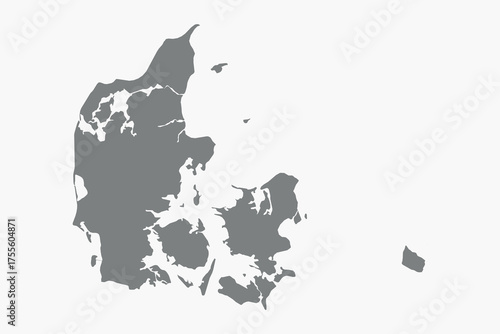 Vector graphic artwork suitable for print and web containing flat detailed map of DENMARK