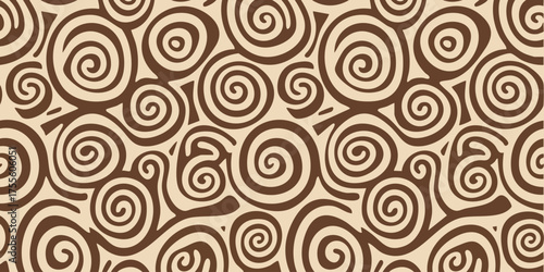 Abstract Spiral Pattern in Brown and Beige A Decorative Background Design with Swirls and Curves