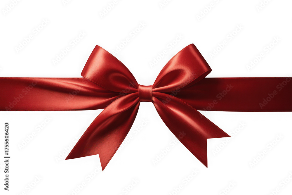 Fototapeta premium Red satin ribbon bow on black background