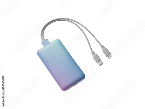 Supply power charger battery powerbank 3D icon isolated on transparent background. rechargeable product usb-c type. illustration elements