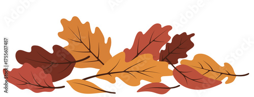 Pile of colorful autumn leaves. Fall season background. Natural seasonal decoration element for Thanksgiving or harvest festival.