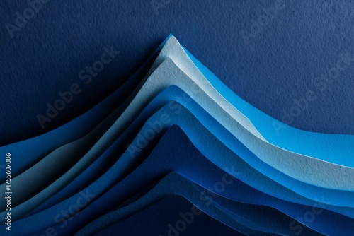 Paper-cut layers forming a mountain peak, symbolizing achievement, success, and personal growth.