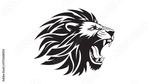 Lion Head Silhouette Vector – Roaring King of Jungle Minimal Design