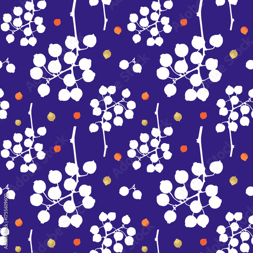 Fall seamless pattern with berries. Autumn background.