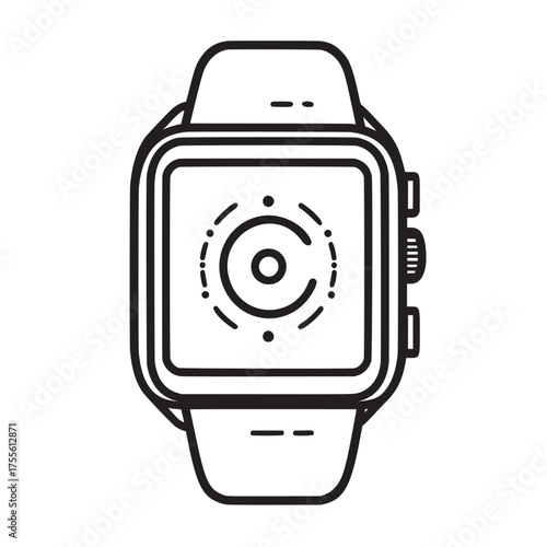 hand drawn outline vector illustration set of smartwatch displaying a fitness app
