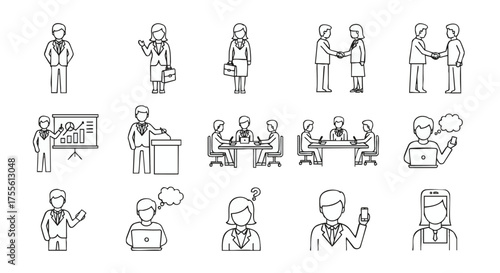 Collection of Business and Technology Icons for Digital Platforms and Presentations