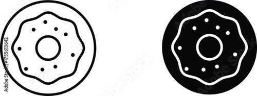 donut  icon vector graphic illustration  with white background flat hand made icon fill icon .