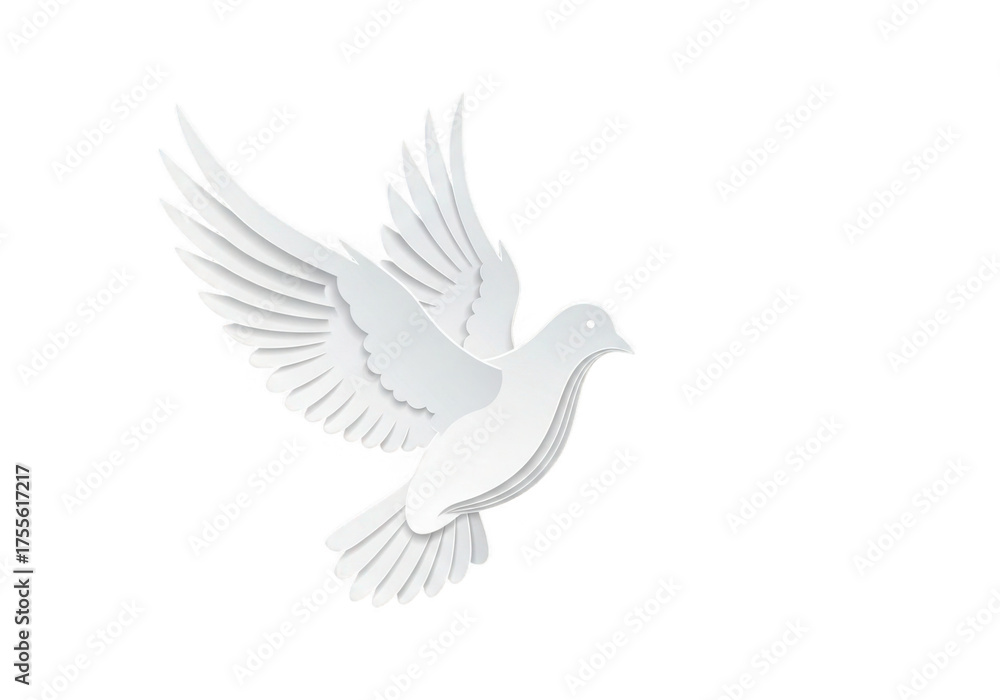Fototapeta premium White dove with wings spread in flight isolated on transparent background