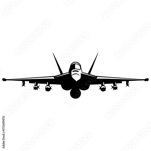 Vector Art Detailed Black Outline Military Reconnaissance Aircraft Design for Aviation Enthusiasts