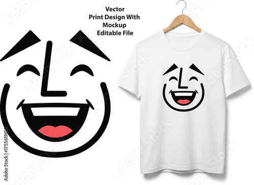 Funny cartoon face vector t-shirt design scalable eps illustration vector