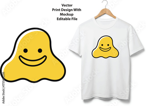 Cute yellow blob character vector illustration for apparel design vector