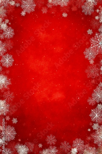 Bright Red Background With White Snowflakes Creating a Festive Atmosphere