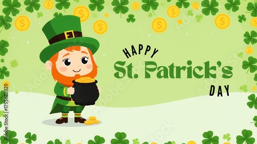 Celebrating St Patricks Day With a Cheerful Leprechaun Holding Gold