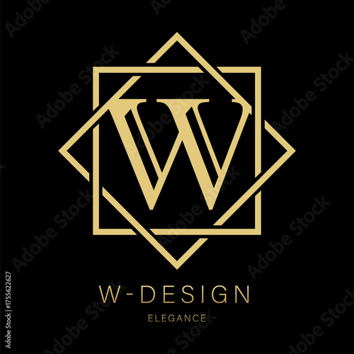 Logo, capital letter W. There is a botanical monogram in two squares - W. with organic plant elements. Vector design. beauty salon. for a tattoo studio.