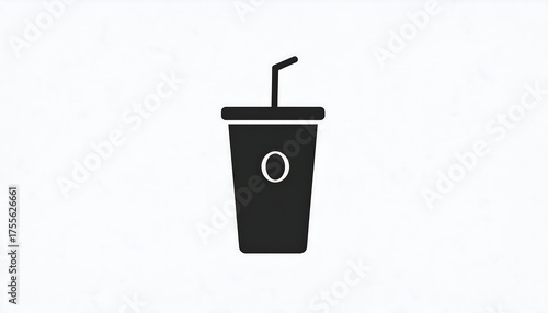 A minimalist black and white icon of a beverage in a cup