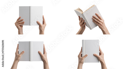 Hands present blank book mockups ready for your custom design and creative content