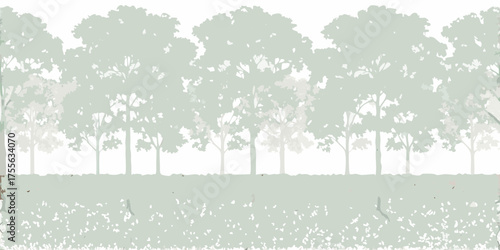 Softly rendered silhouette of a forest tree line with a textured ground layer