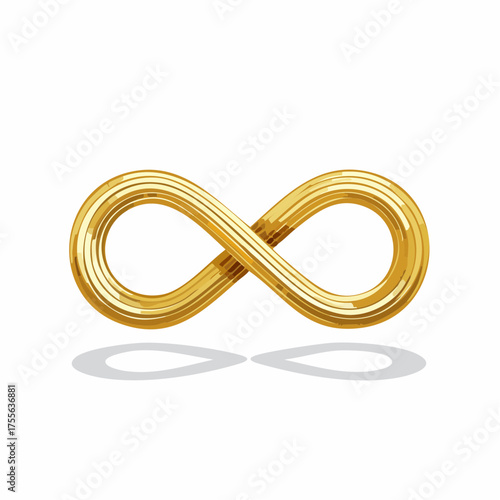 Golden infinity symbol on white conceptual illustration and design element